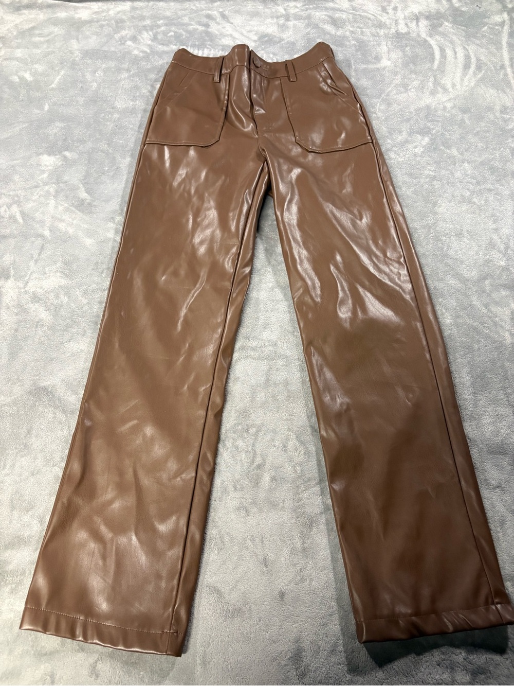 Kendall & Kylie Brown Faux Leather Wide-Leg Pants